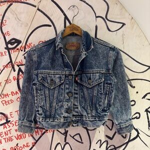 Vintage 80s Levis Denim Trucker Kids Jacket Made In USA